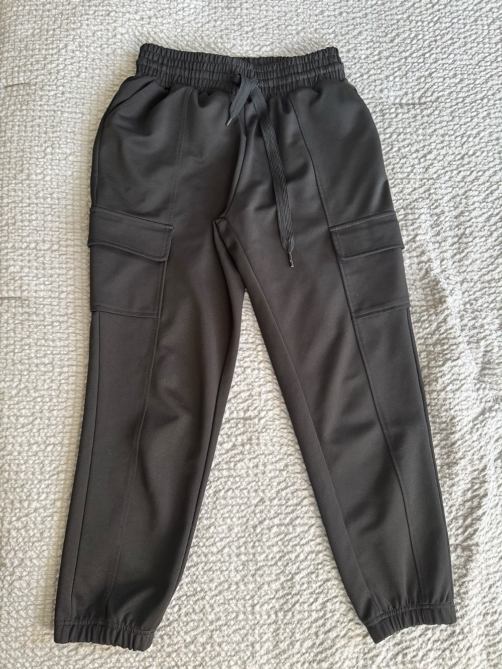 Women's Black Cargo Jogger Pants with Elastic Waist